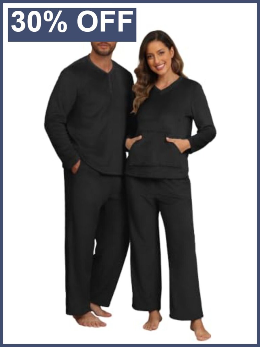 Mens Fleece Pajama Set 2 Piece Warm Sleepwear Winter PJs Lounging
